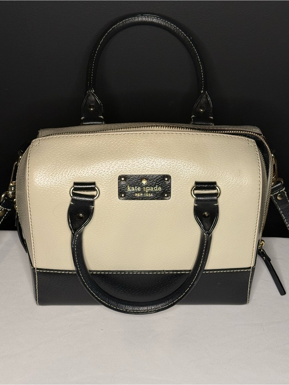Kate Spade Alessa Berkeley Lane Porcelain Black Leather Satchel